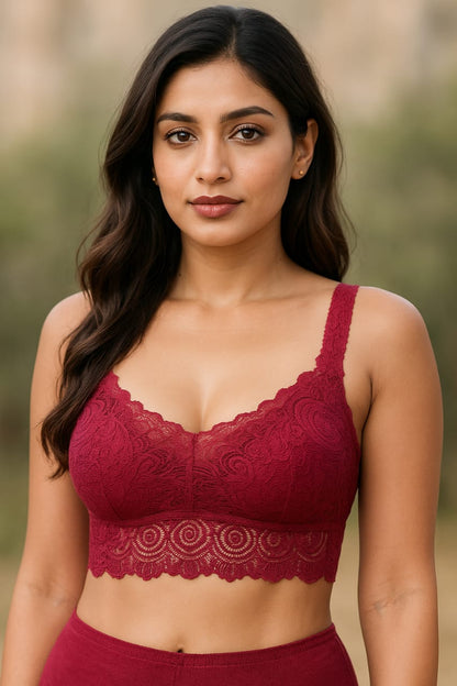 Tajveen HQ Mid Long Lace Air Bra – Style 077 F