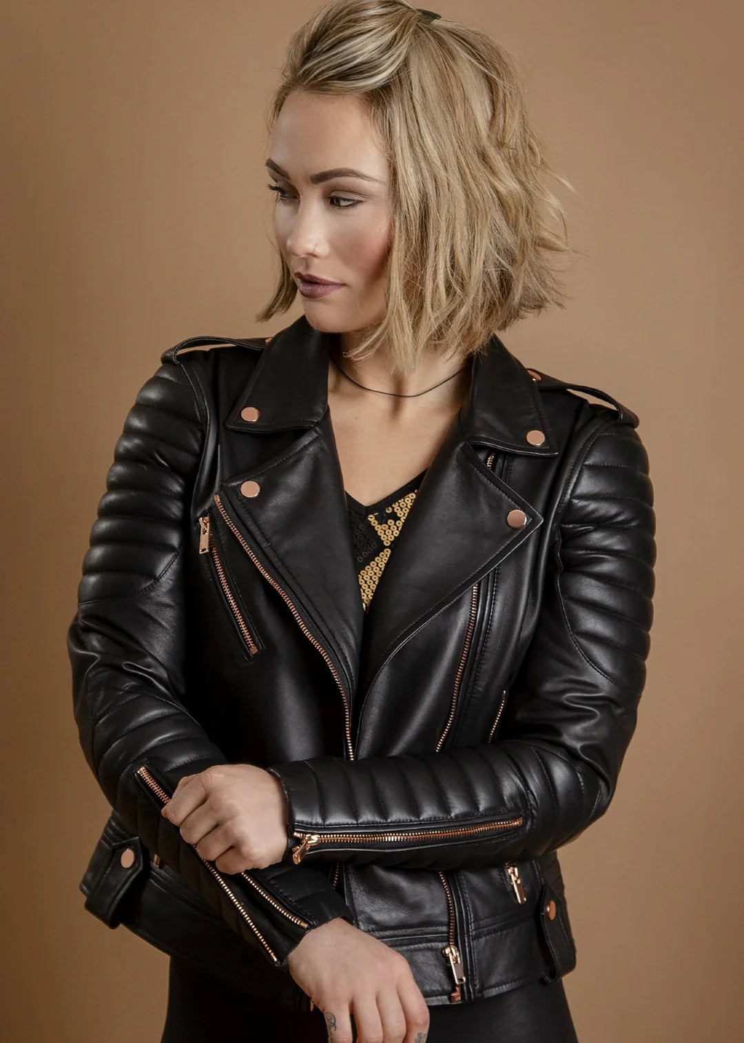 premium women’s milano leather jackets at The Jersey Toss.