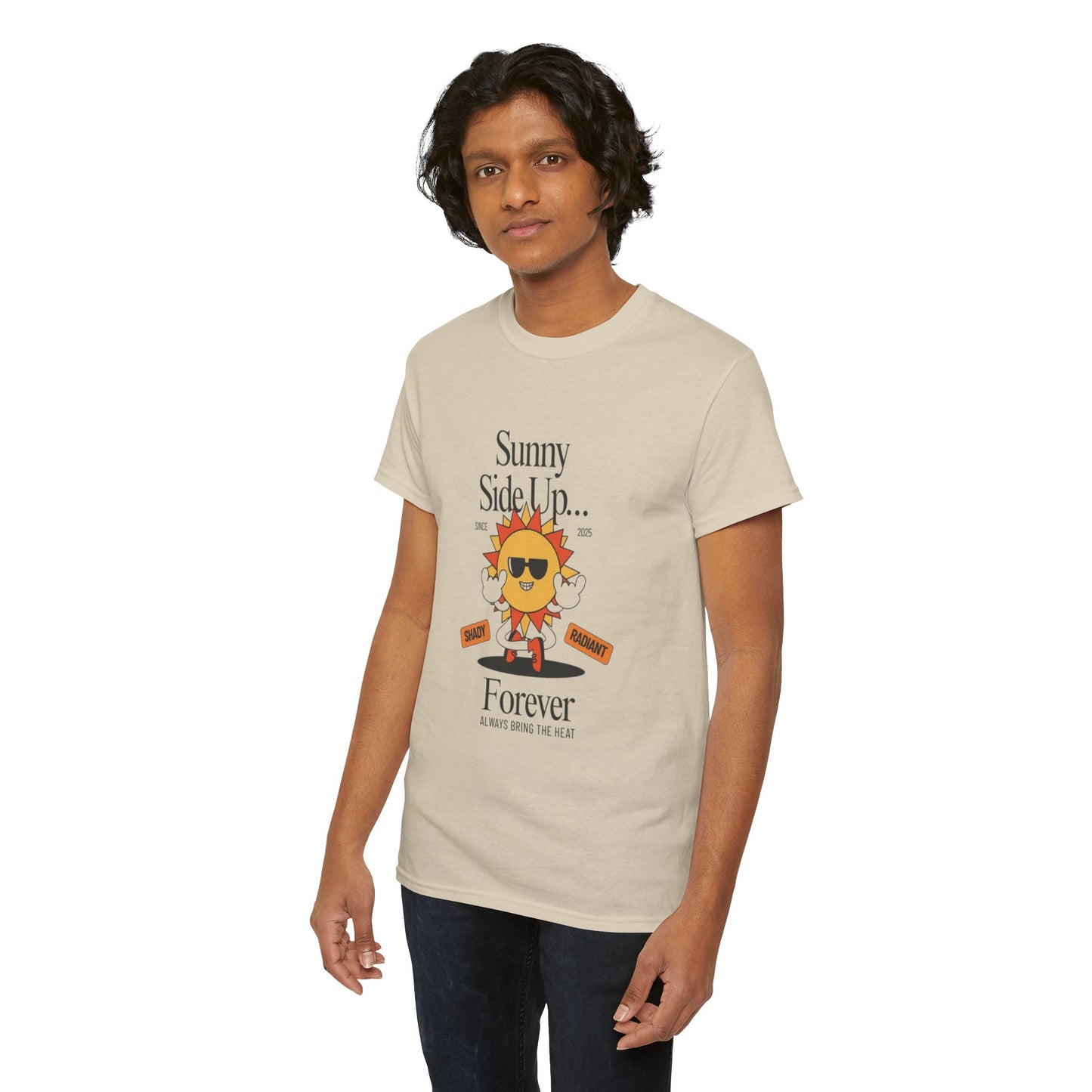 Sunny Side Up Unisex Heavy Cotton Tee - Smile Forever Graphic Shirt