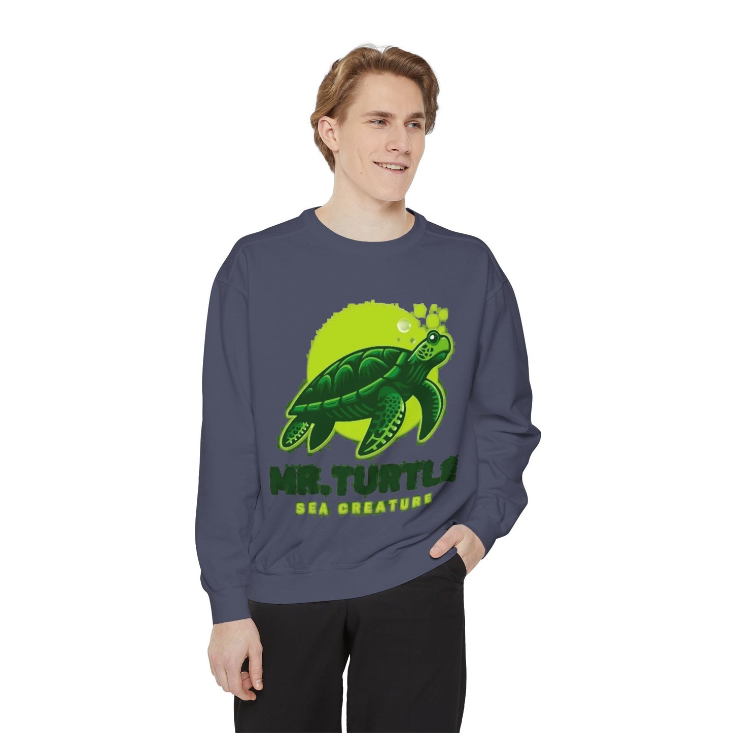 Mr. Turtle Garment-Dyed Sweatshirt - Eco-Friendly Casual Wear