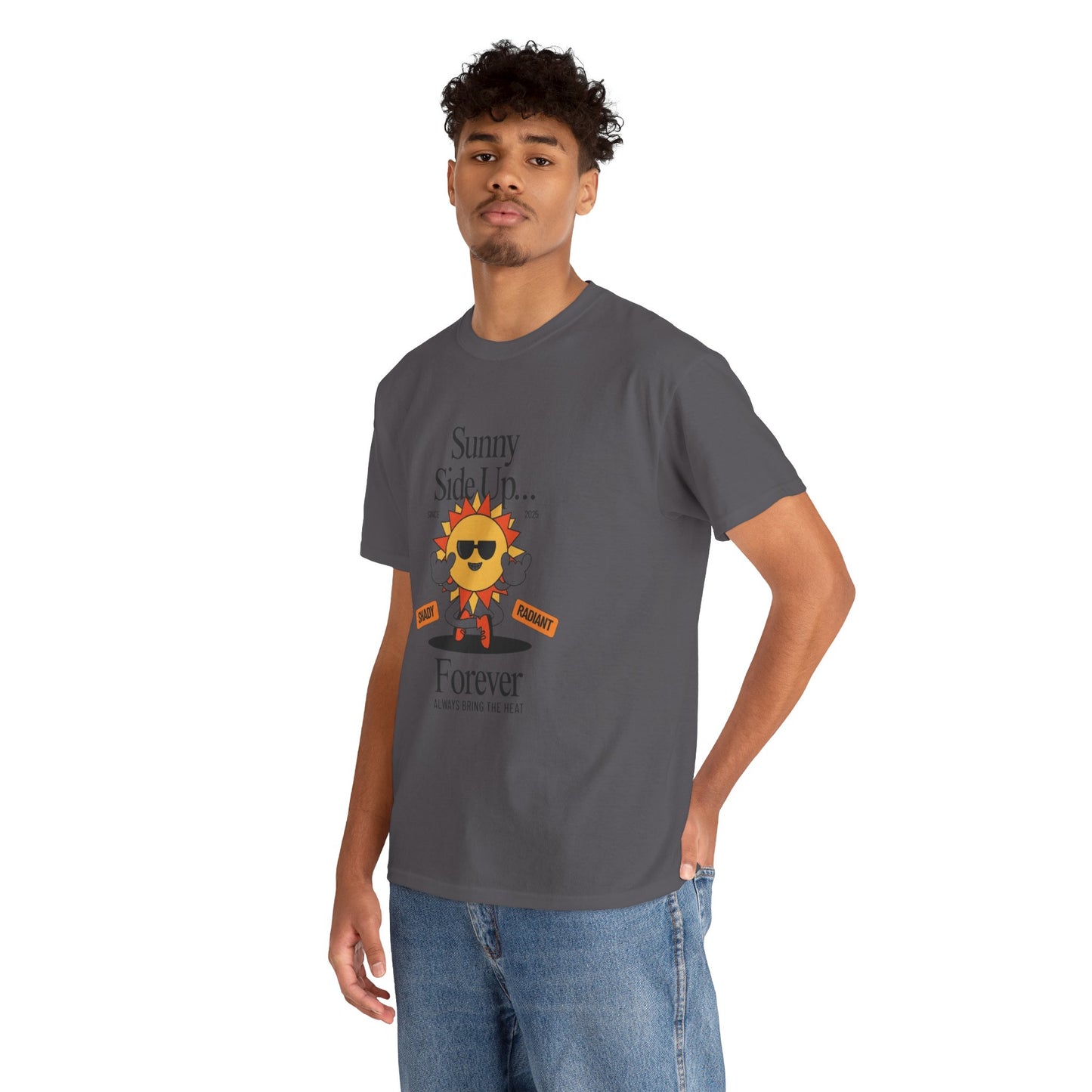 Sunny Side Up Unisex Heavy Cotton Tee - Smile Forever Graphic Shirt
