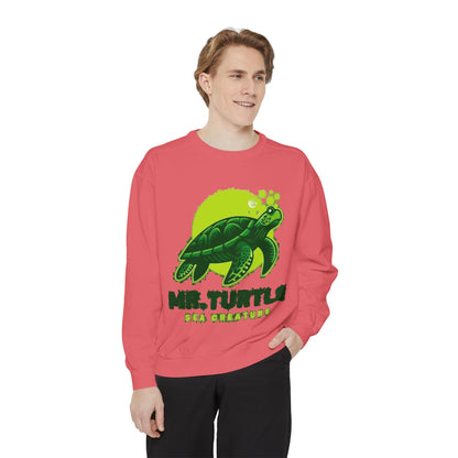 Mr. Turtle Garment-Dyed Sweatshirt - Eco-Friendly Casual Wear