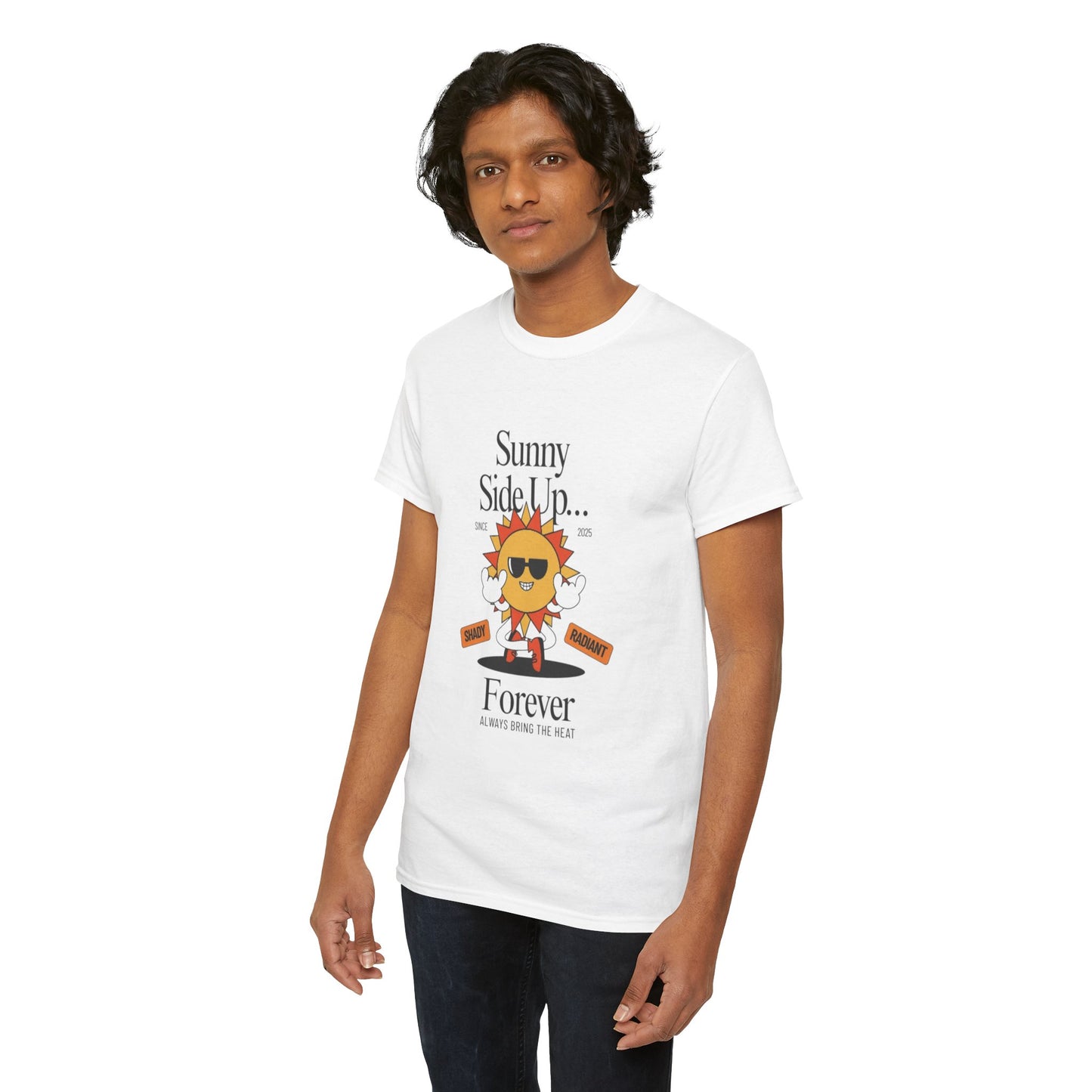 Sunny Side Up Unisex Heavy Cotton Tee - Smile Forever Graphic Shirt