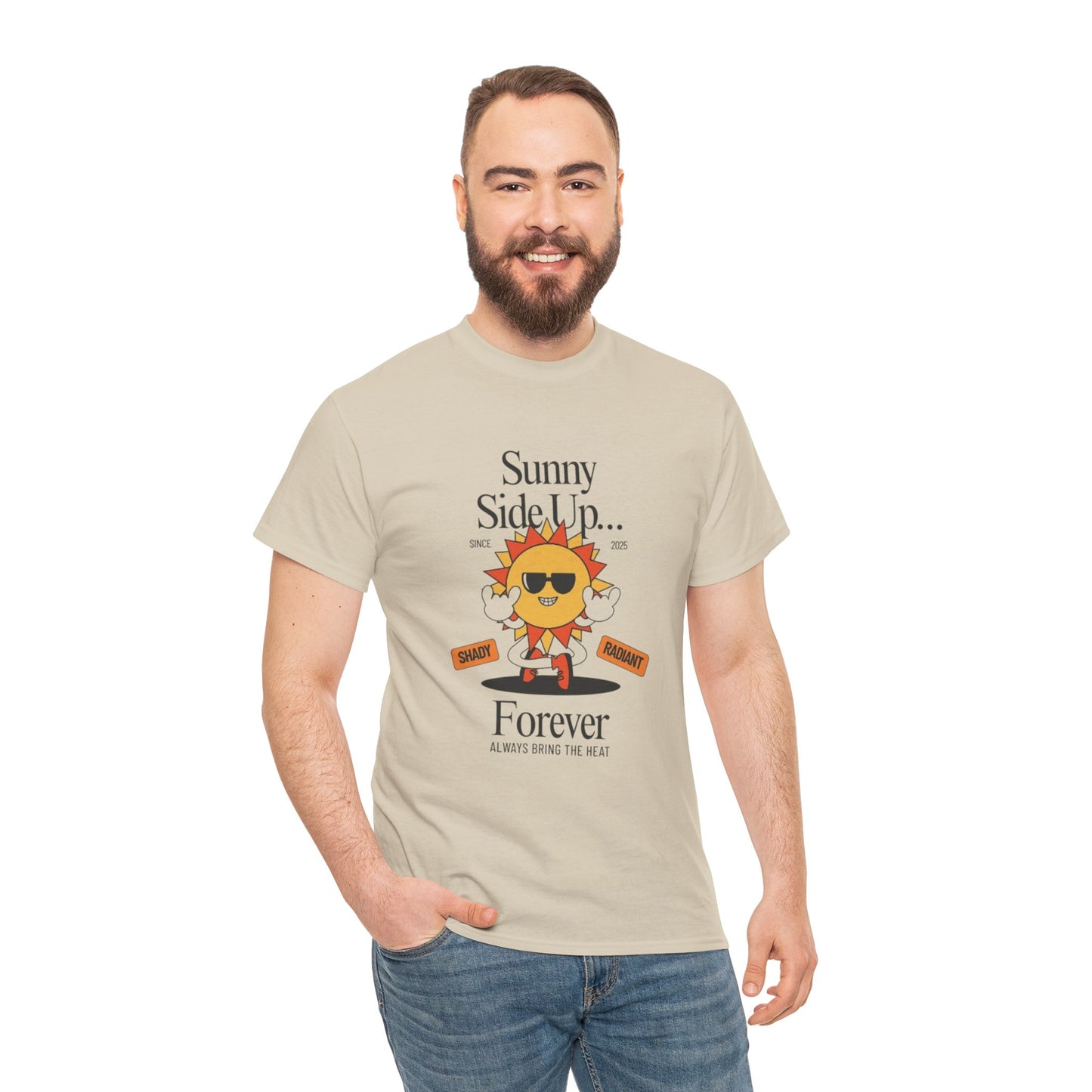 Sunny Side Up Unisex Heavy Cotton Tee - Smile Forever Graphic Shirt