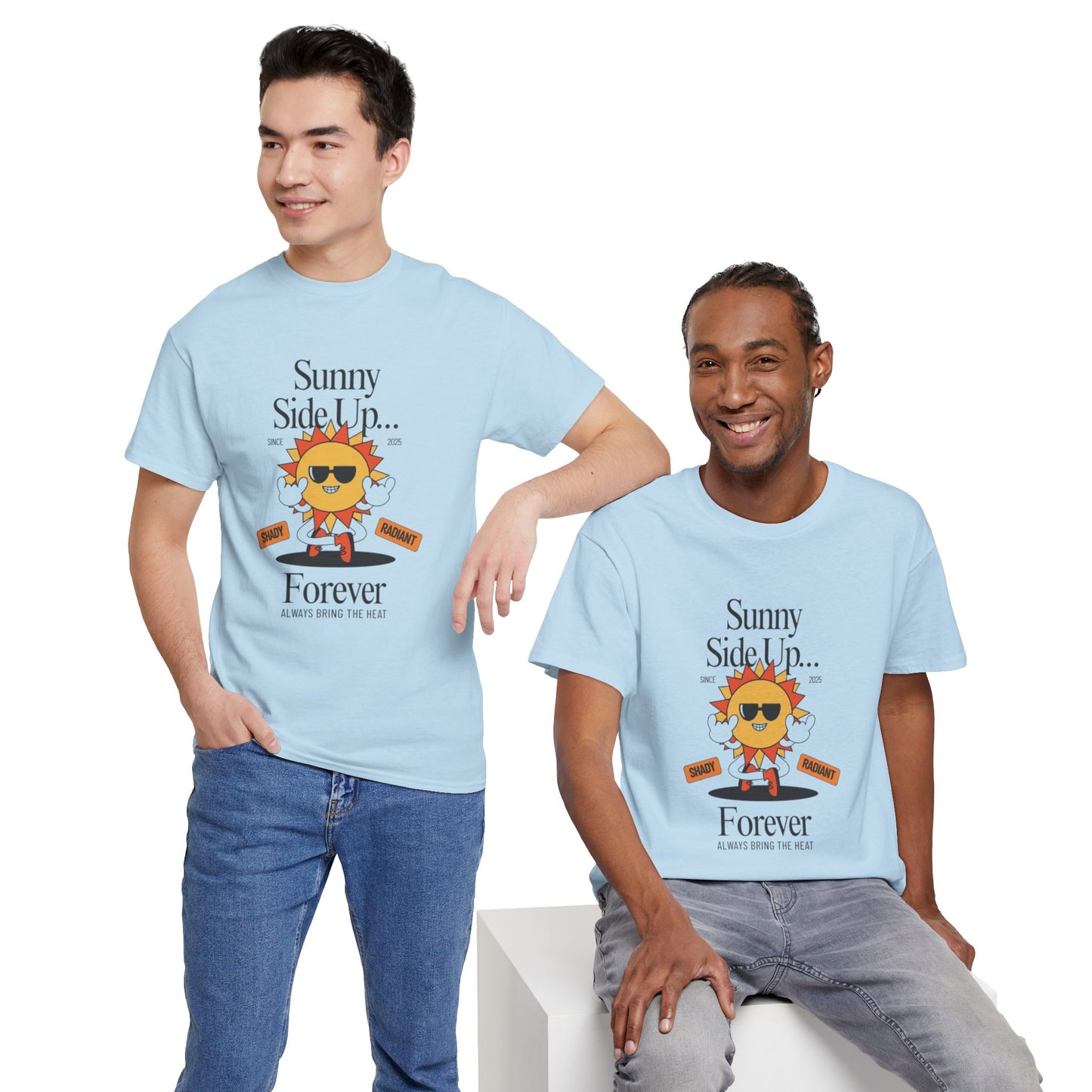 Sunny Side Up Unisex Heavy Cotton Tee - Smile Forever Graphic Shirt