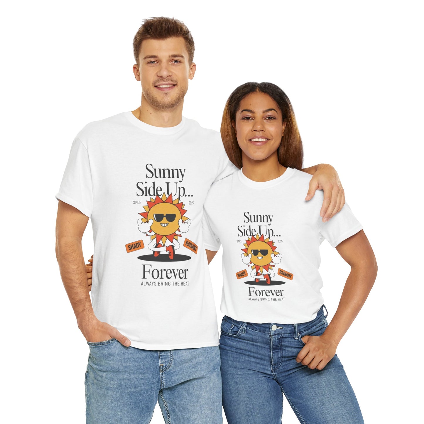 Sunny Side Up Unisex Heavy Cotton Tee - Smile Forever Graphic Shirt