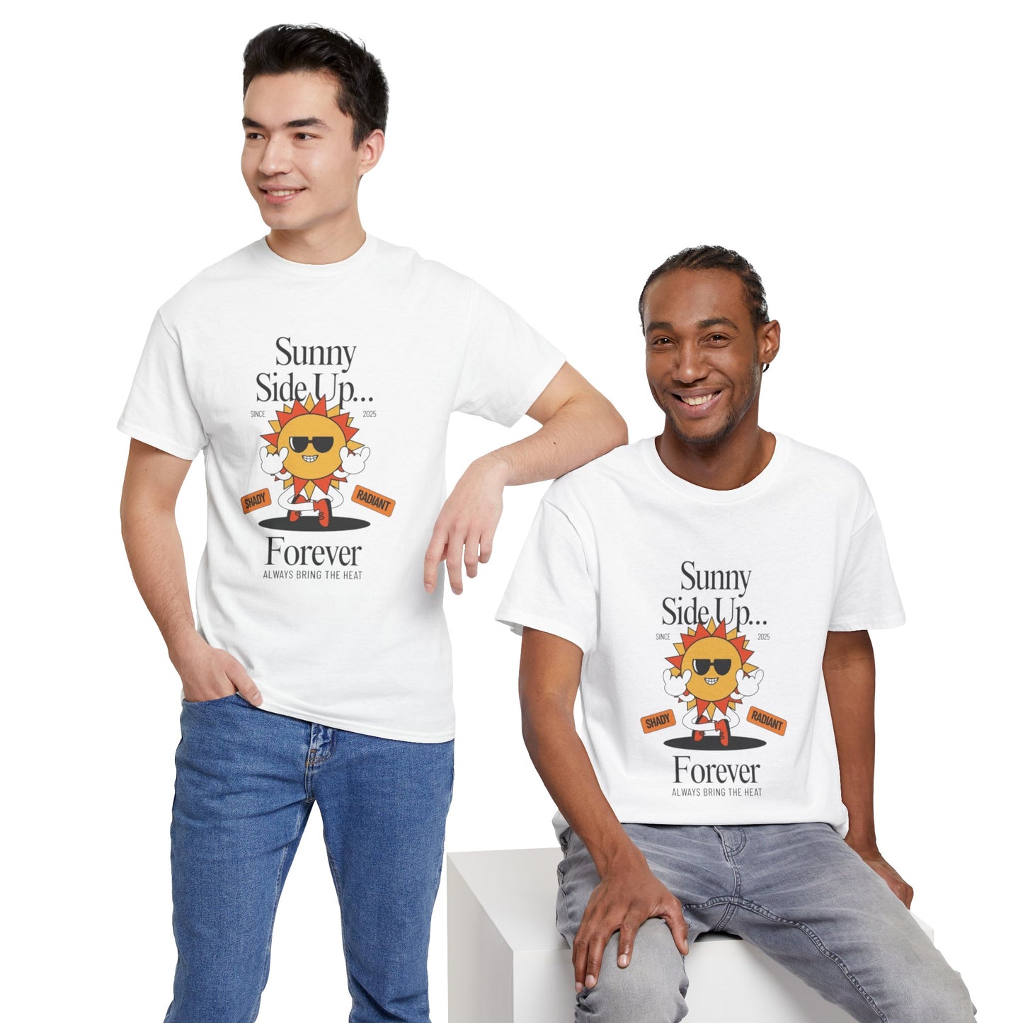 Sunny Side Up Unisex Heavy Cotton Tee - Smile Forever Graphic Shirt