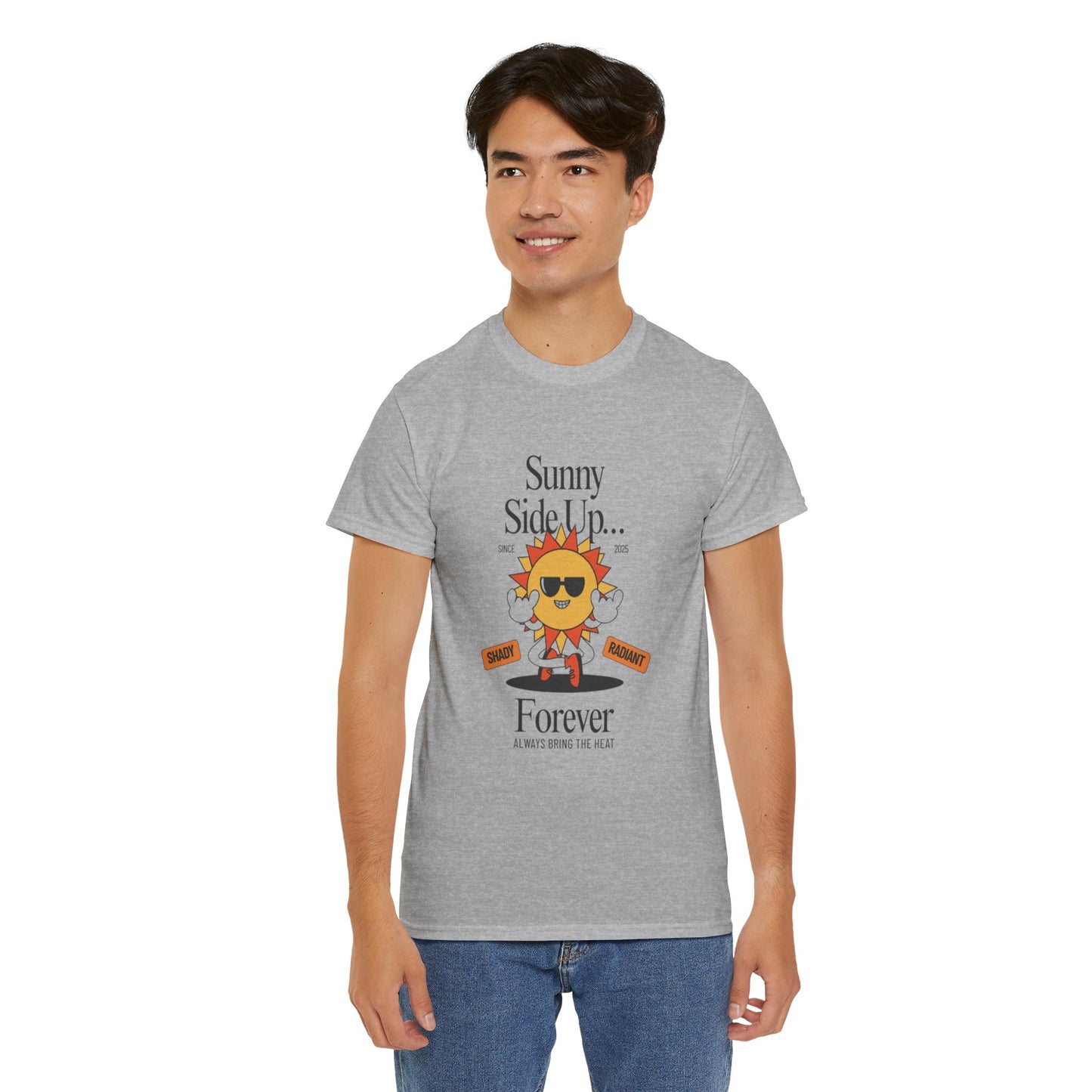 Sunny Side Up Unisex Heavy Cotton Tee - Smile Forever Graphic Shirt