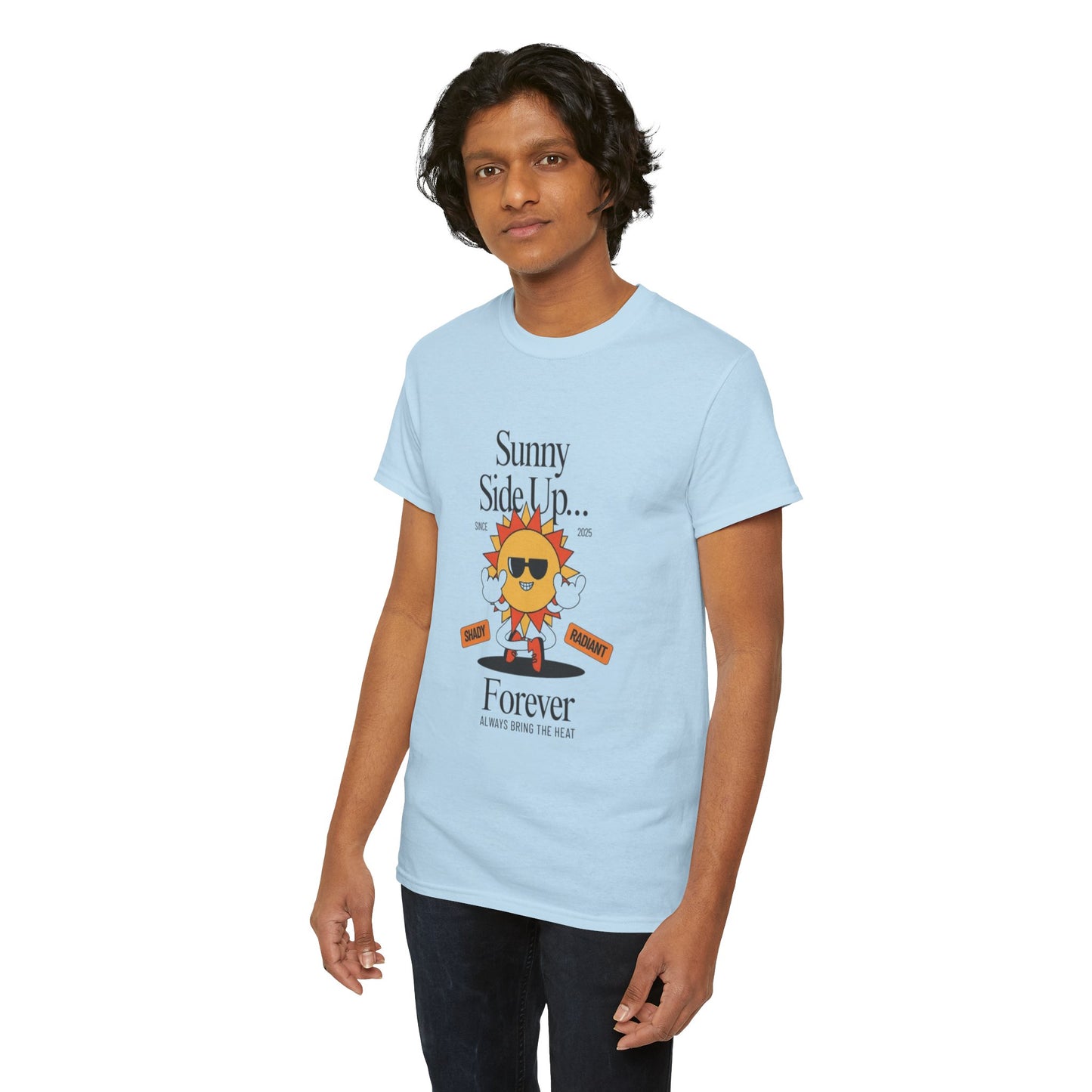 Sunny Side Up Unisex Heavy Cotton Tee - Smile Forever Graphic Shirt