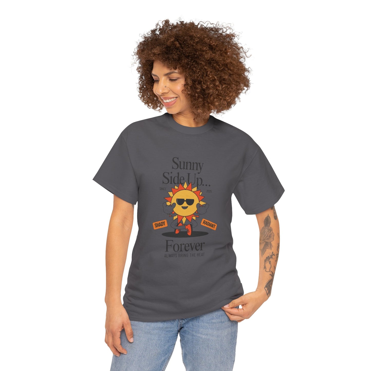 Sunny Side Up Unisex Heavy Cotton Tee - Smile Forever Graphic Shirt