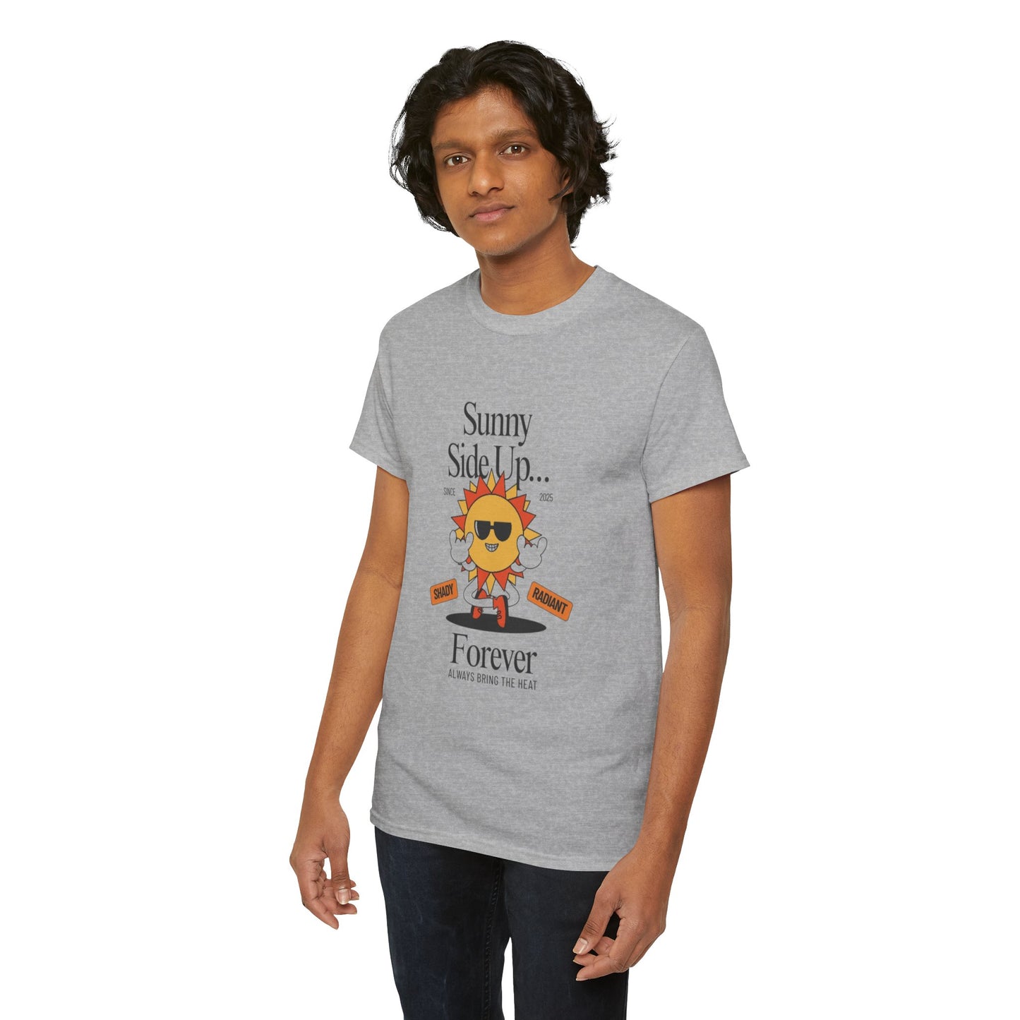 Sunny Side Up Unisex Heavy Cotton Tee - Smile Forever Graphic Shirt