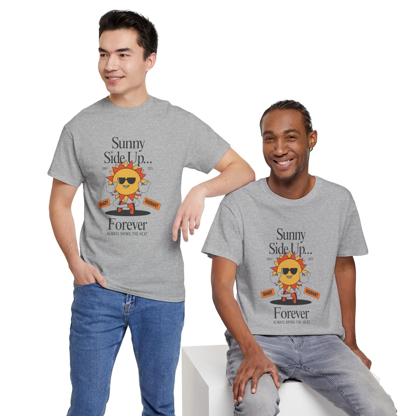 Sunny Side Up Unisex Heavy Cotton Tee - Smile Forever Graphic Shirt