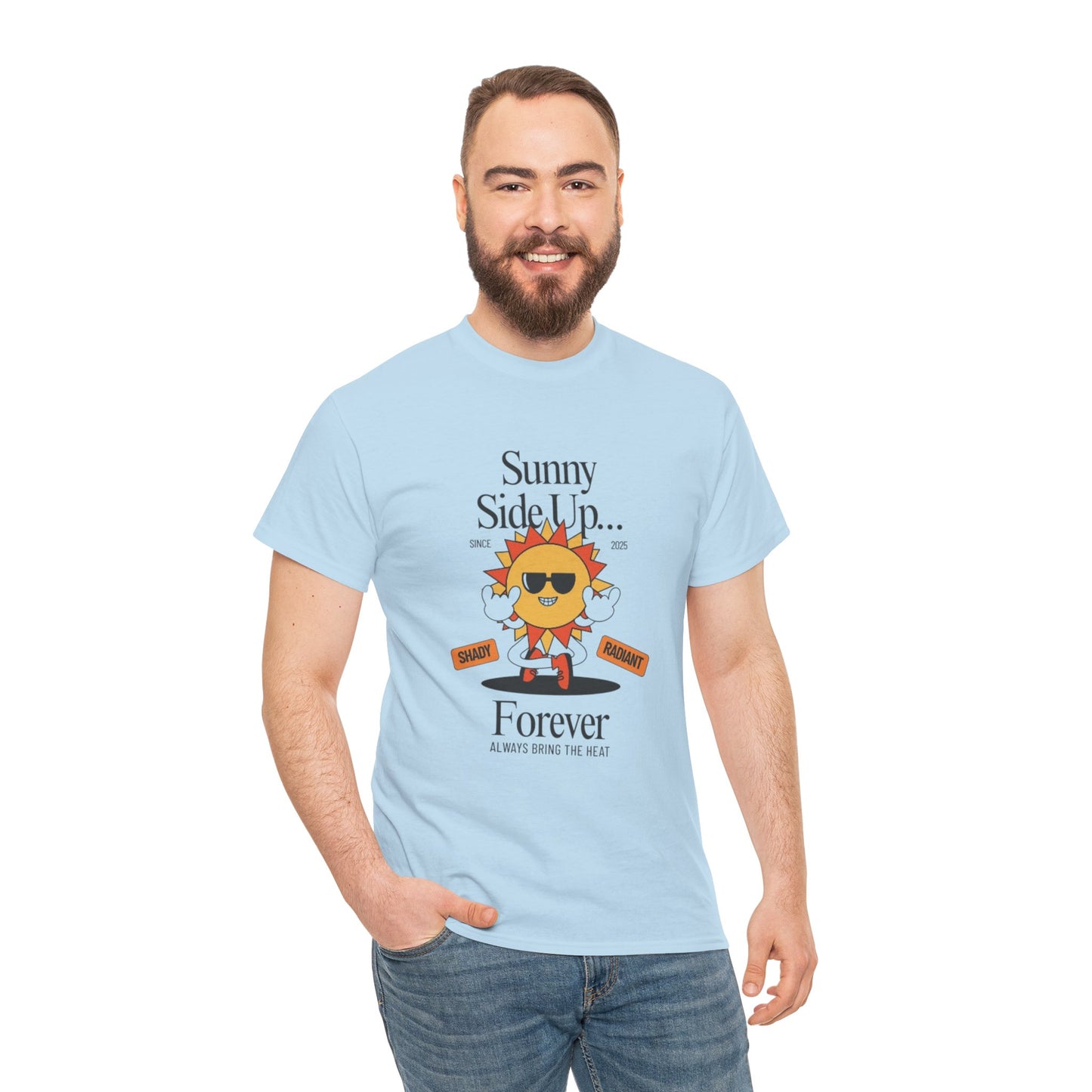 Sunny Side Up Unisex Heavy Cotton Tee - Smile Forever Graphic Shirt