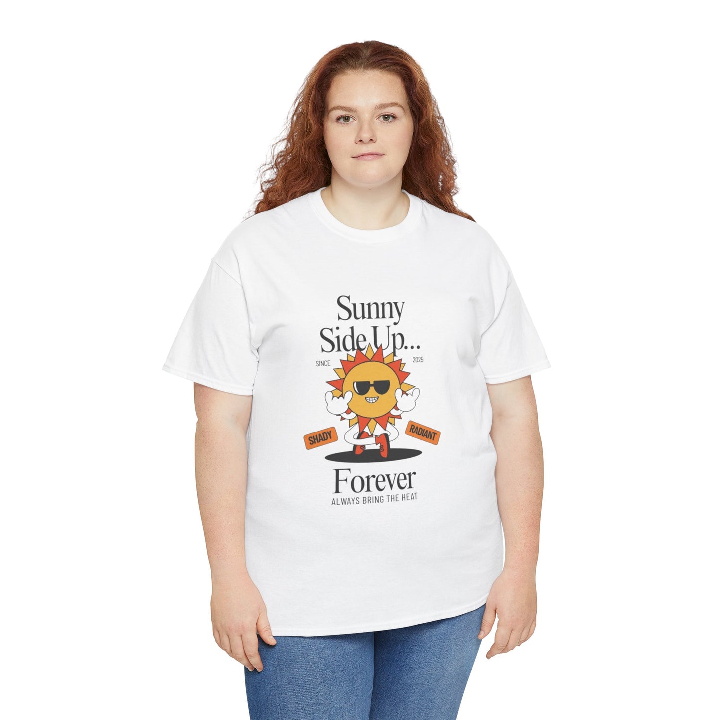 Sunny Side Up Unisex Heavy Cotton Tee - Smile Forever Graphic Shirt
