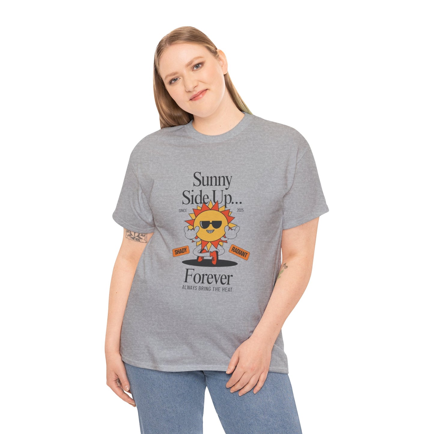 Sunny Side Up Unisex Heavy Cotton Tee - Smile Forever Graphic Shirt