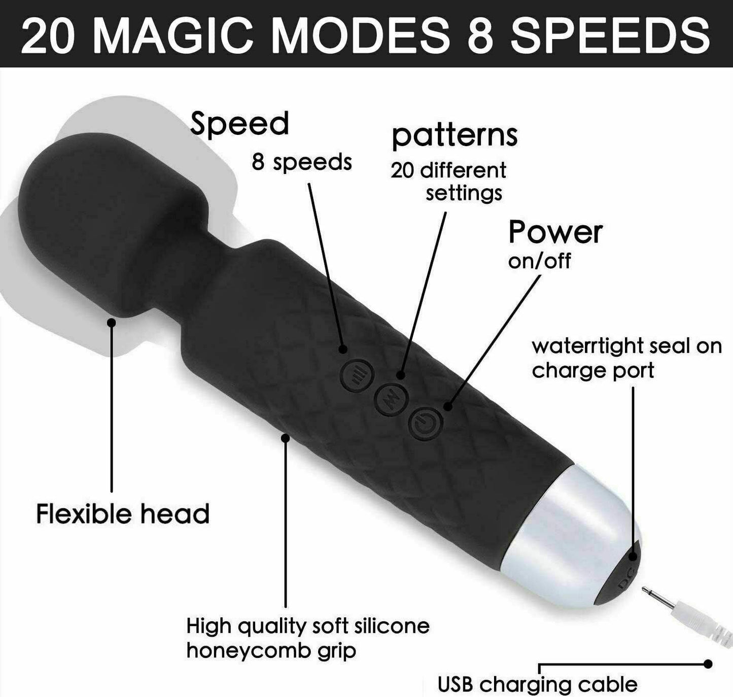 Magic Massage Wand Muscle Relaxation Massager 20 Speed Vibrating Full Body Therapy Motor Vibration