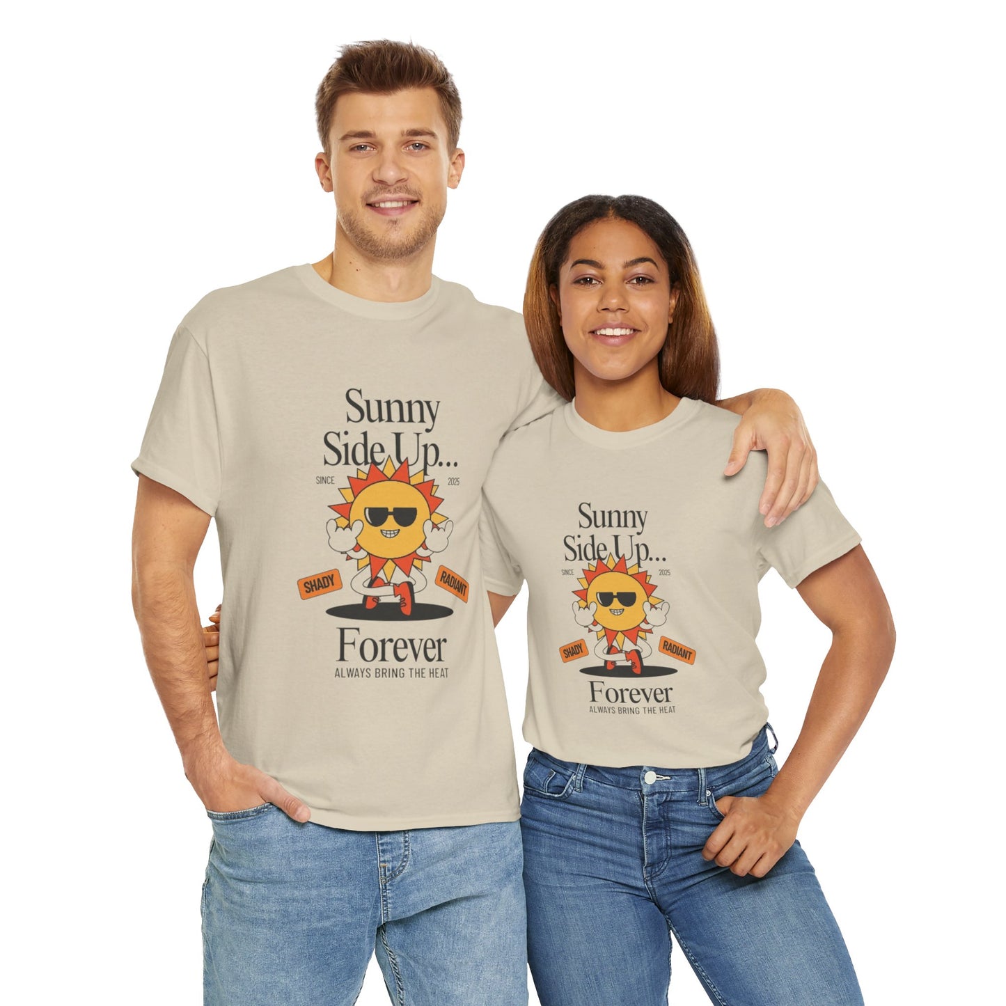 Sunny Side Up Unisex Heavy Cotton Tee - Smile Forever Graphic Shirt