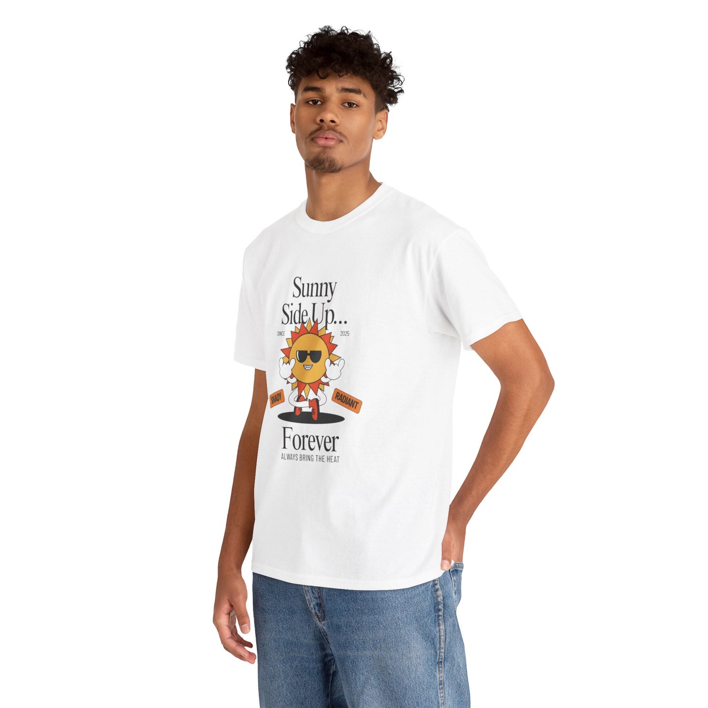 Sunny Side Up Unisex Heavy Cotton Tee - Smile Forever Graphic Shirt