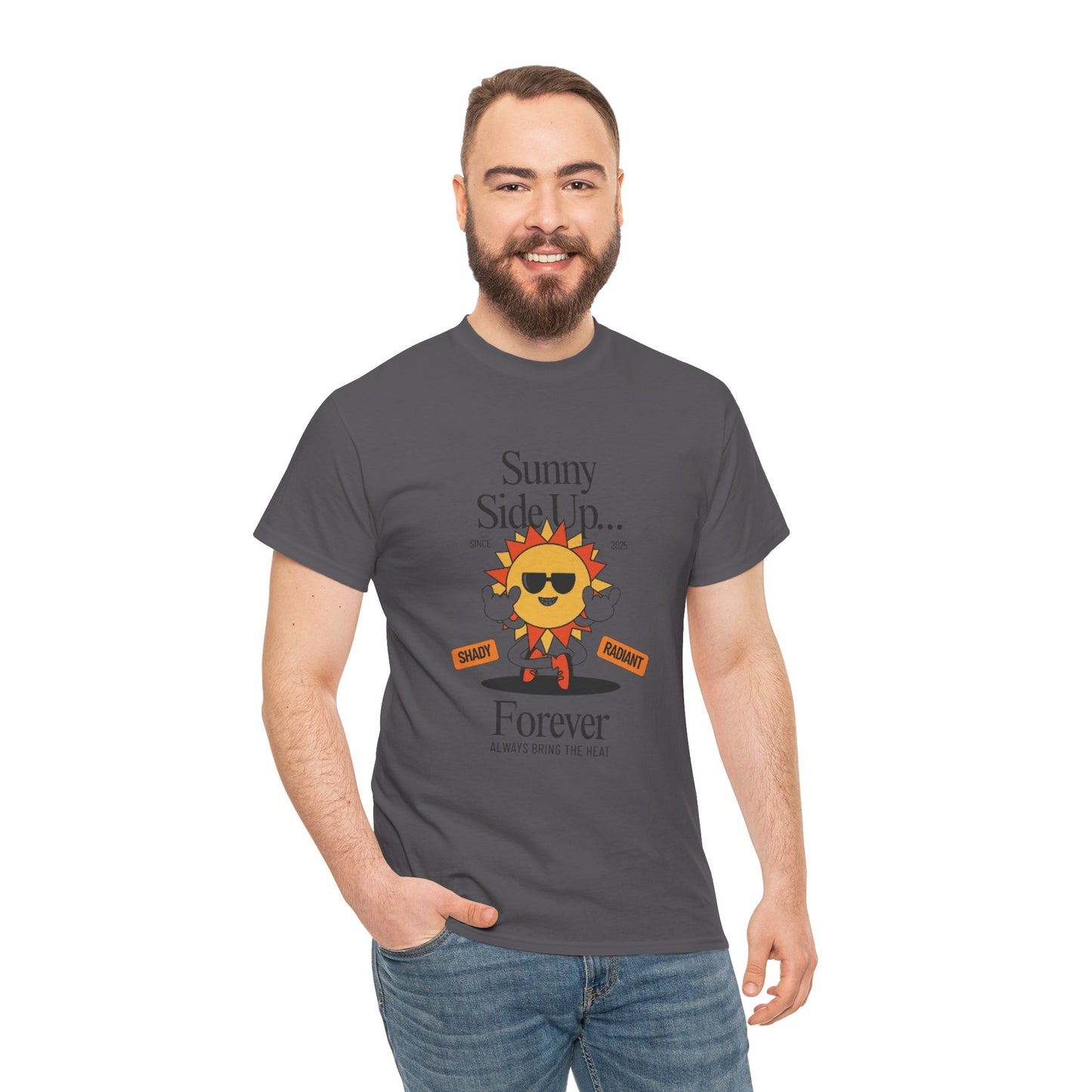 Sunny Side Up Unisex Heavy Cotton Tee - Smile Forever Graphic Shirt
