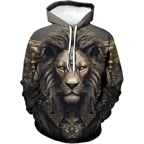 Dark Grey Lion printed in customized Hoodie | TJT Special