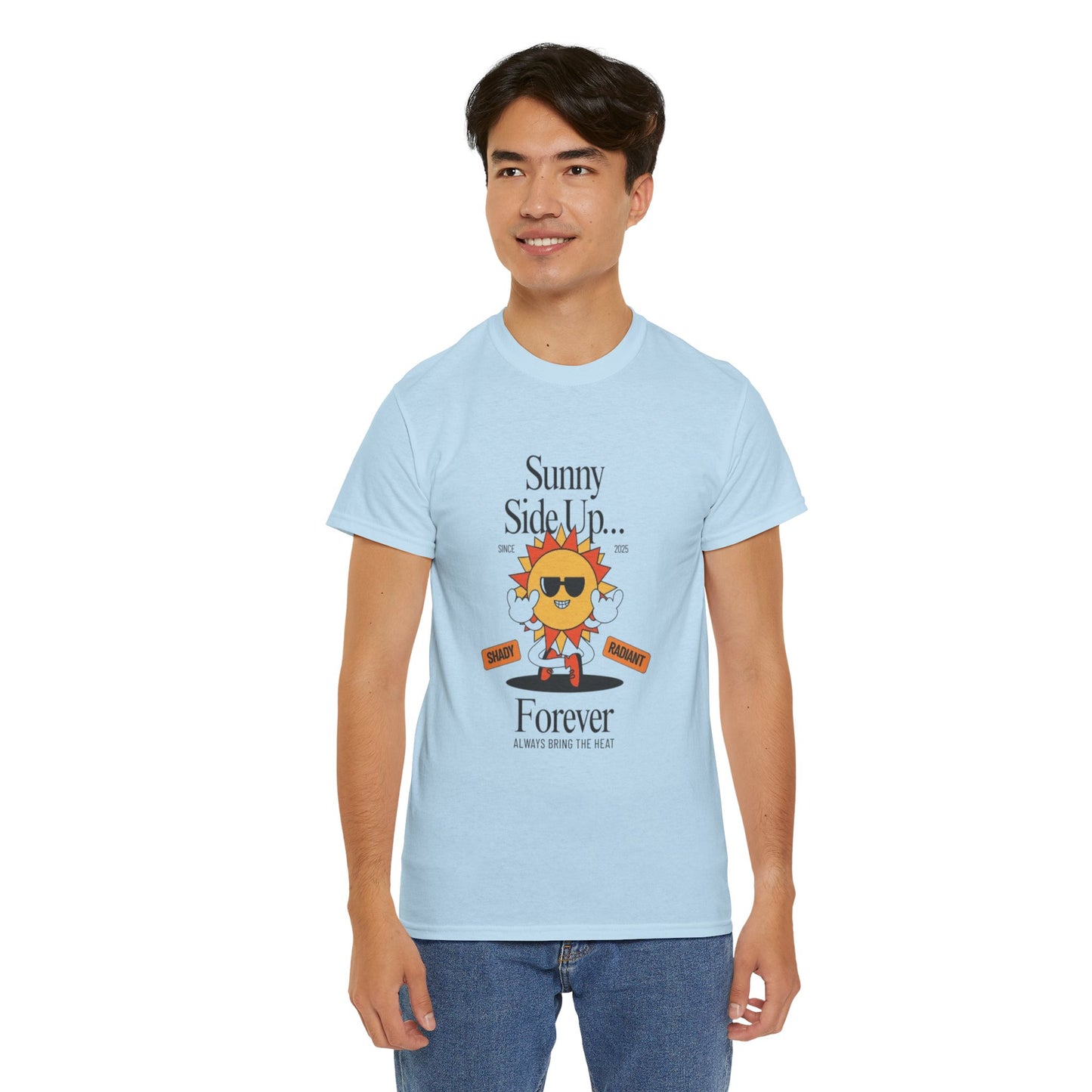 Sunny Side Up Unisex Heavy Cotton Tee - Smile Forever Graphic Shirt