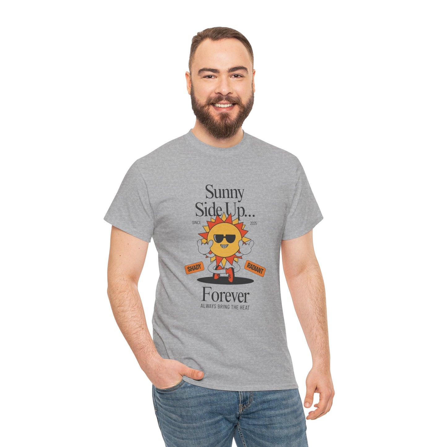 Sunny Side Up Unisex Heavy Cotton Tee - Smile Forever Graphic Shirt