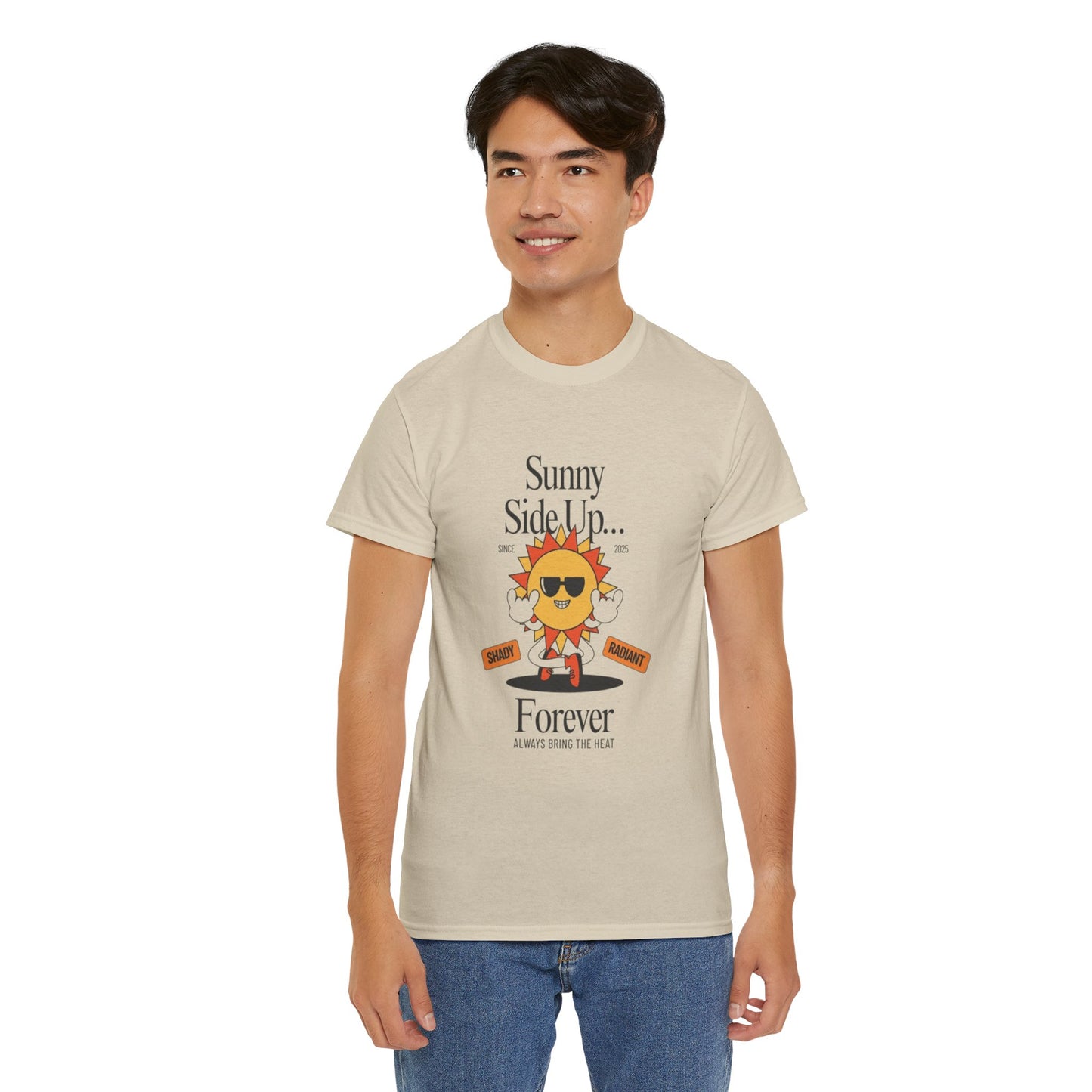 Sunny Side Up Unisex Heavy Cotton Tee - Smile Forever Graphic Shirt
