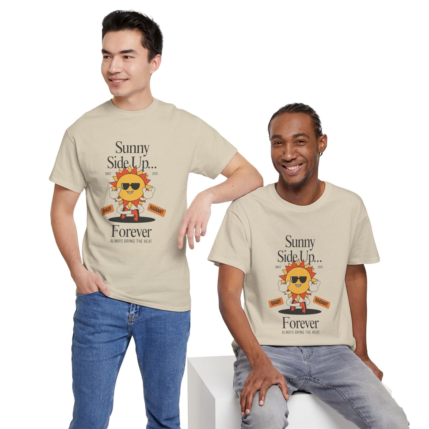 Sunny Side Up Unisex Heavy Cotton Tee - Smile Forever Graphic Shirt