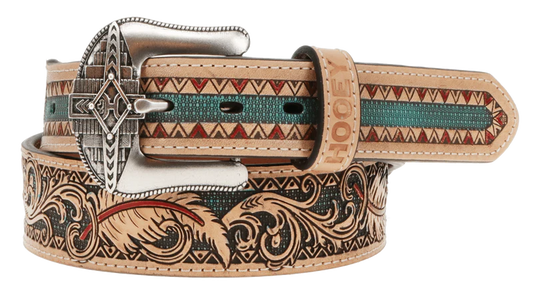 War paint" Hooey Belt Natural/Turquoise/Red