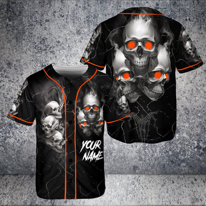 Unleash your dark side with this Custom Skull Baseball Jersey
