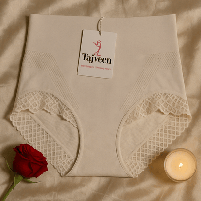 Tajveen Ivory Grace – Sculpting Lace High Waist Brief Panty