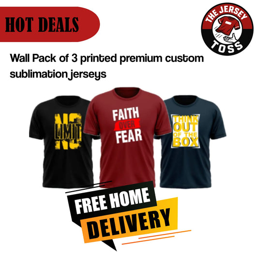 Wall Pack of 5 Premium Printed Sublimation Jerseys | The Jersey Toss