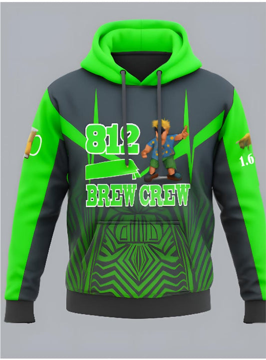 812 Brew Crew Custom Green & Black Hoodie – Unique Gamer Style