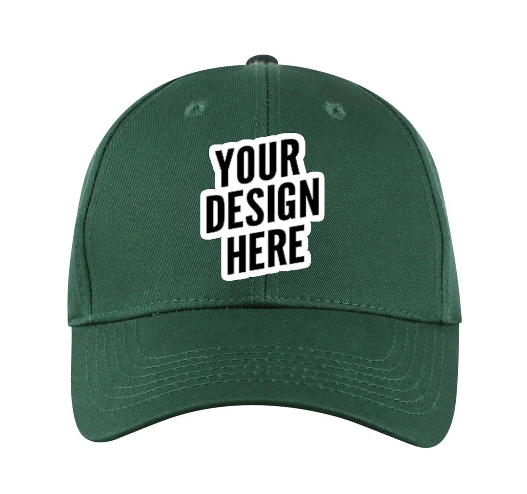 Design your own custom caps with high-quality embroidery, printing, or leather patch options