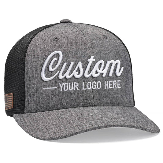 Design your own custom caps with high-quality embroidery, printing, or leather patch options