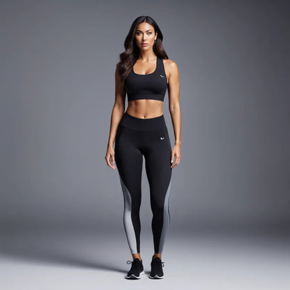 Confidently take on your next workout in this bold and supportive plus-size seamless workout set
