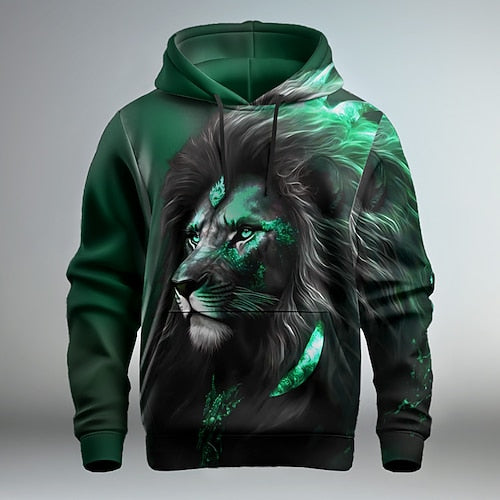 Green & Black Customized Hoodie with Lion printed - The Jersey Toss